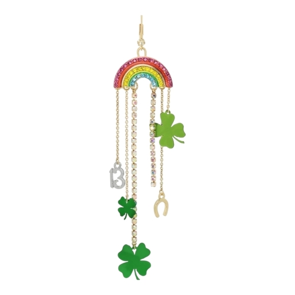 Betsey Johnson Jewelry - 🔹️Betsey Johnson Lucky cards luck out rainbow Chandelier Patty's day earring 🍀